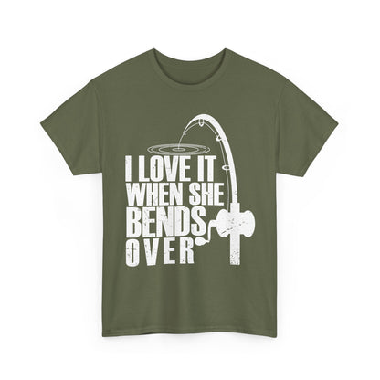 Fisherman T-Shirt, Fishing Rod, Fishing Season Lovers I Love It When She Bends Over Shirt