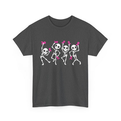 Breast Cancer Pink Ribbon T-Shirt, Dabbing Skeleton Breast Cancer Awareness T-Shirt