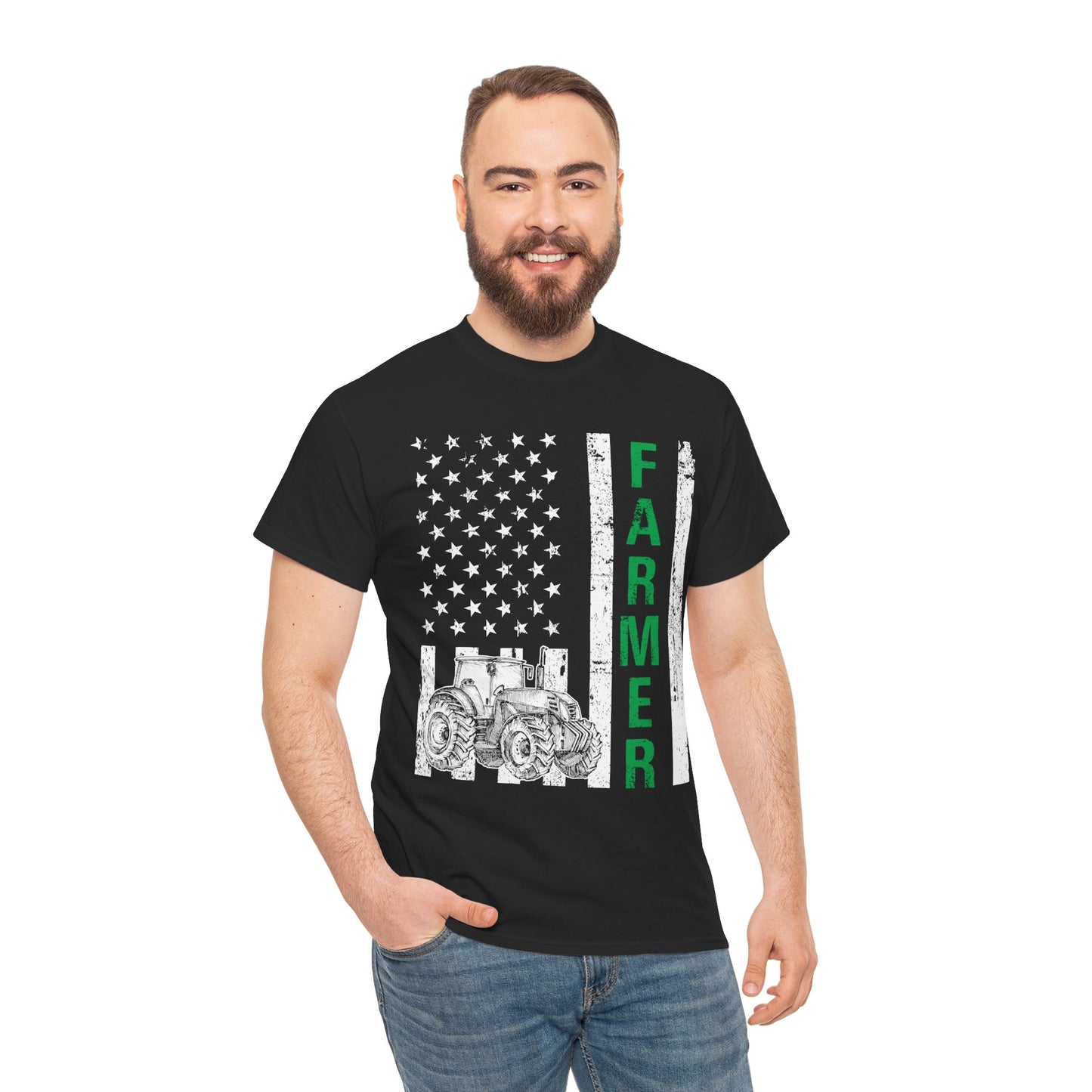 Farmer American Flag T-Shirt, Farming Tractor Lovers Gifts, Farmer Dad Men T-Shirt