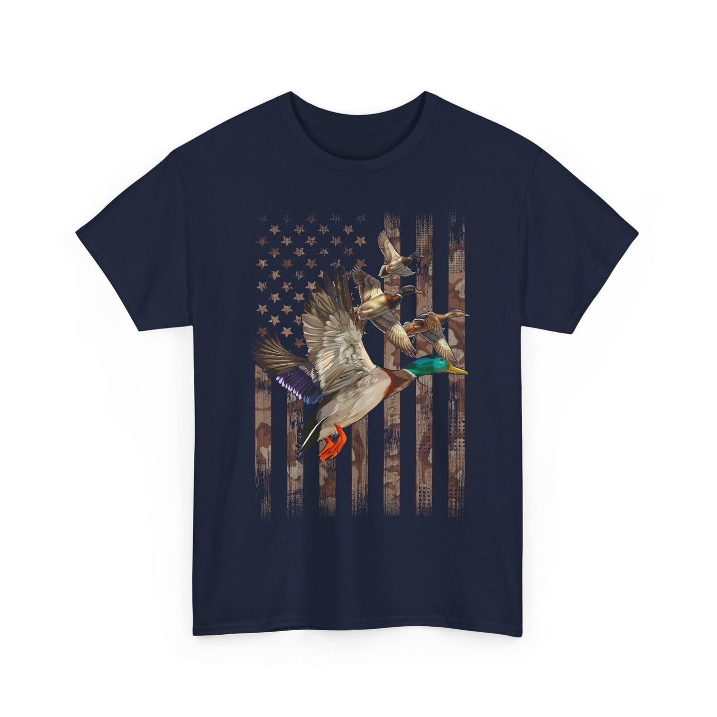 Duck Hunting Lovers Gift Shirt, Duck Hunter American Flag Waterfowl Hunting Camouflage Men T-Shirt
