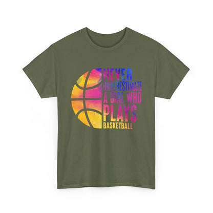 Basketball Player Shirt, Never Underestimate A Girl Who Plays Basketball Women Girls T-Shirt