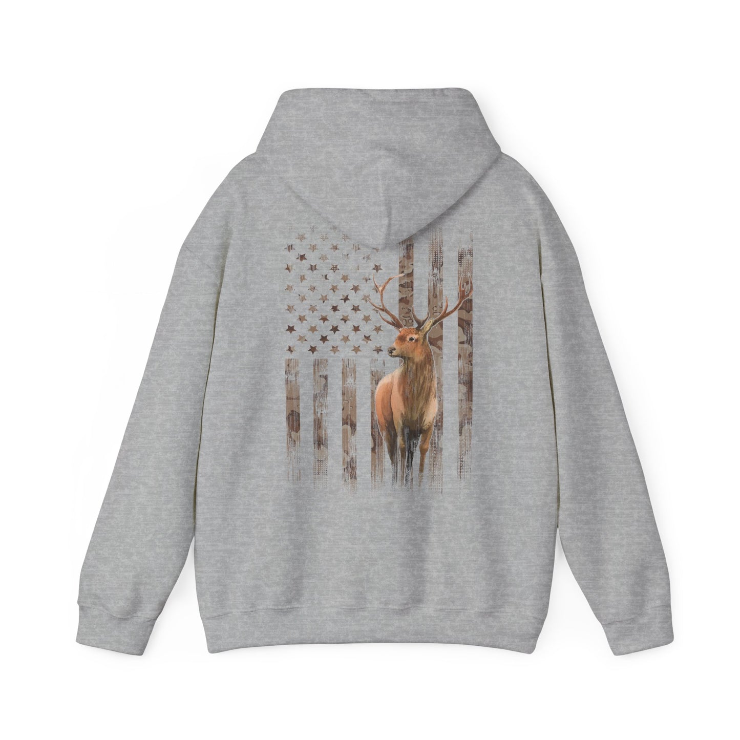 Deer Hunting Hoodie – Camo USA Hunting Season Lover, Whitetails Hunter Dad, Camouflage American Flag Pullover Hoodie