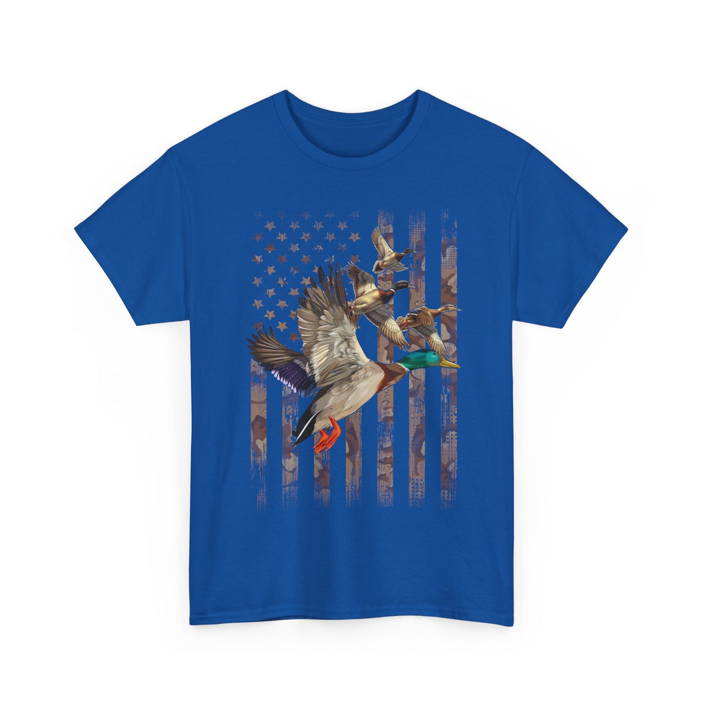 Duck Hunting Lovers Gift Shirt, Duck Hunter American Flag Waterfowl Hunting Camouflage Men T-Shirt