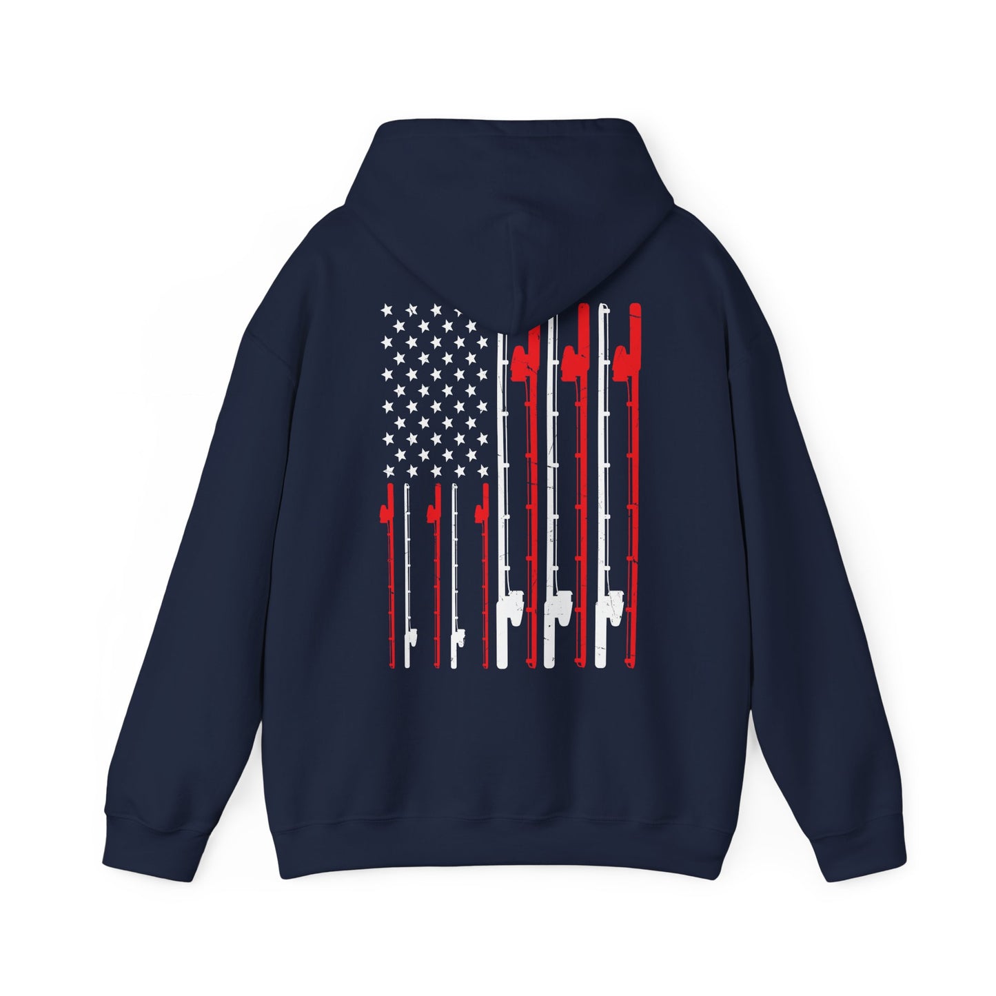 Fishing Hoodie, Fishing Rod American Flag, Fishing Lovers, Fishing Season Fisherman Hoodie