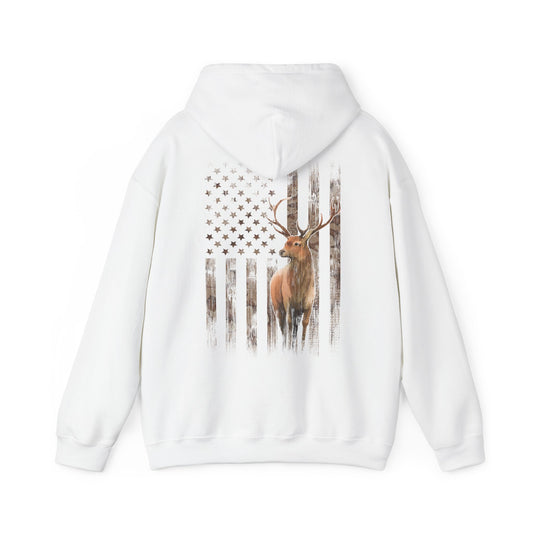 Deer Hunting Hoodie – Camo USA Hunting Season Lover, Whitetails Hunter Dad, Camouflage American Flag Pullover Hoodie