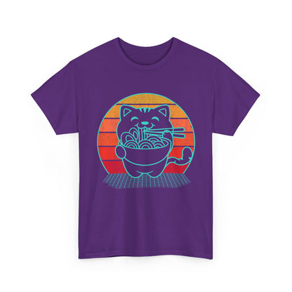 Anime Cat Shirt, Ramen Kawaii Cat Lovers Gifts, Japanese Noodles Synthwave T-Shirt