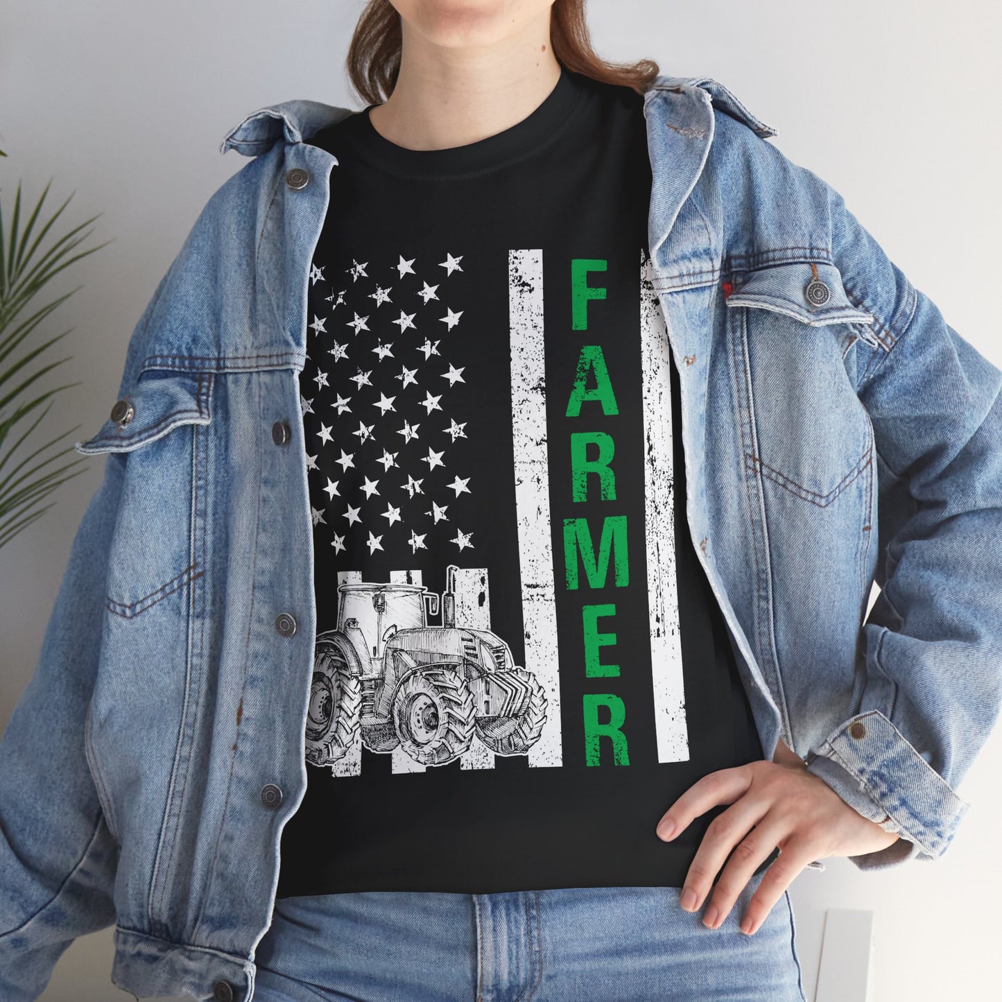 Farmer American Flag T-Shirt, Farming Tractor Lovers Gifts, Farmer Dad Men T-Shirt