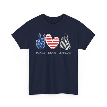 Veterans Day T-Shirt, Peace Love Veterans, Veterans American Flag Men T-Shirt
