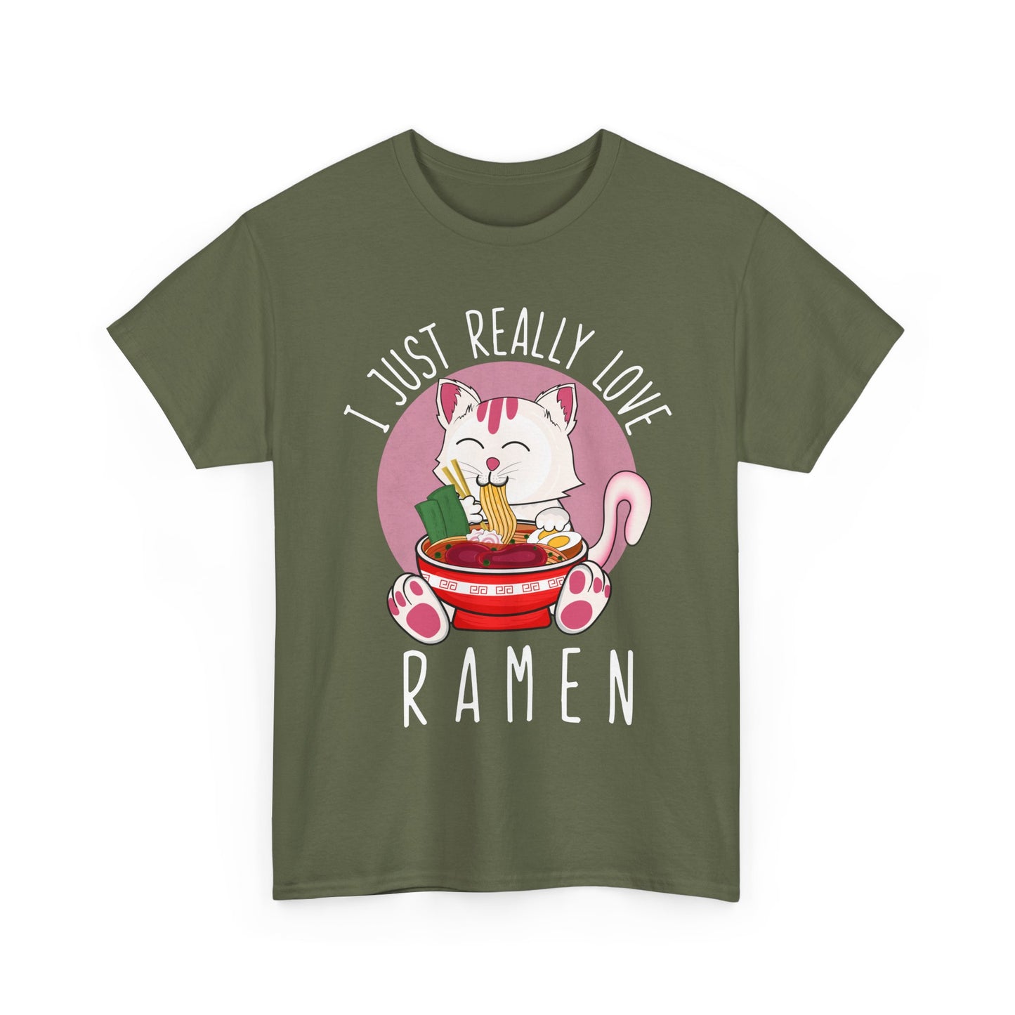 Kawaii Cat Shirt, I Just Really Love Ramen, Cats Japanese Food Lovers Funny T-Shirt