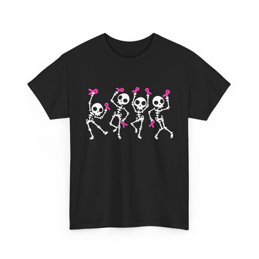 Breast Cancer Pink Ribbon T-Shirt, Dabbing Skeleton Breast Cancer Awareness T-Shirt