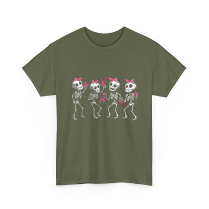 Breast Cancer Awareness T-Shirt, Breast Cancer Dabbing Skeleton Pink Ribbon Funny Shirt