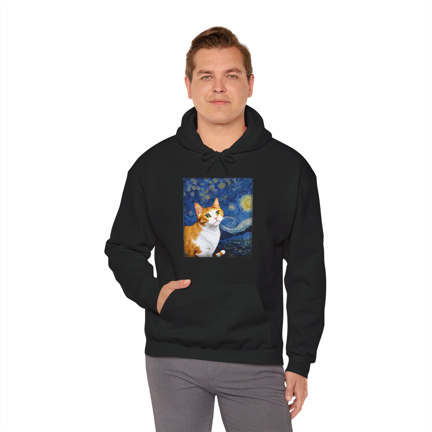Cat Hoodie, Cats Owner, Van Gogh Starry Night Cat Animals Lovers Gifts Hoodie