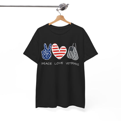 Veterans Day T-Shirt, Peace Love Veterans, Veterans American Flag Men T-Shirt