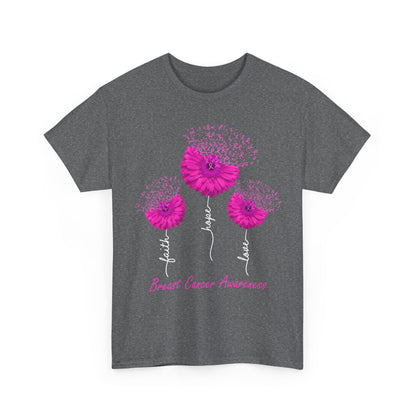 Breast Cancer Awareness T-Shirt, Faith Hope Love Sunflower Pink Ribbon Women Shirt