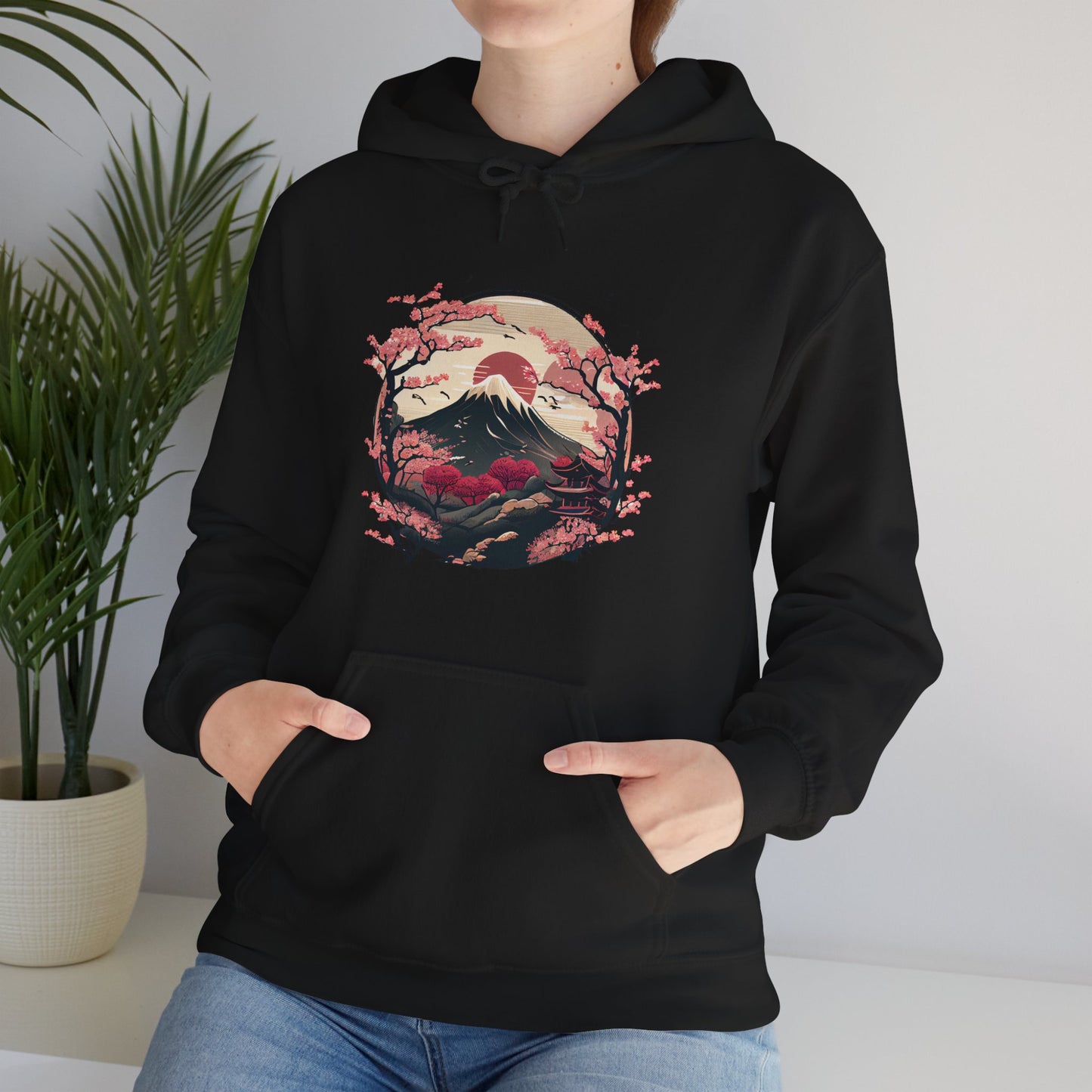 Japanese Art Hoodie, Cherry Blossoms, Japanese Culture Lovers Women Men Hoodie