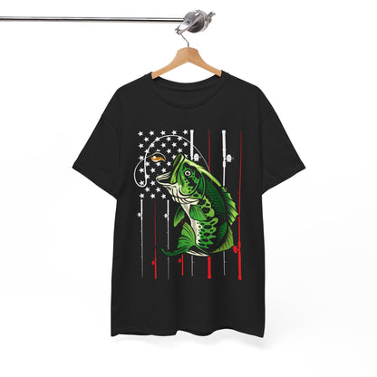 Fishing American Flag Shirt, Fishing Rod, Fishing Season Lovers Gift Fisherman T-Shirt