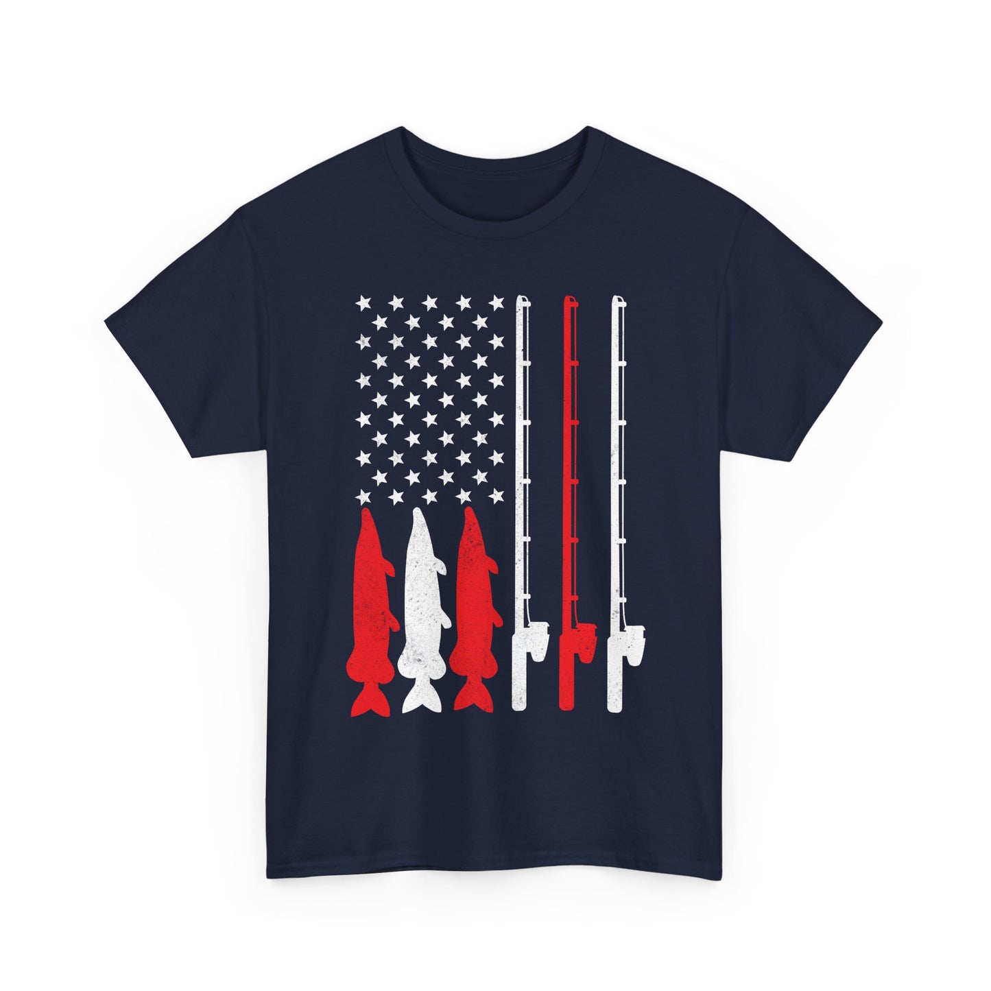 Fishing Rod American Flag T-Shirt, Fishing Season Lovers Gift, Fisherman Fishing T-shirt