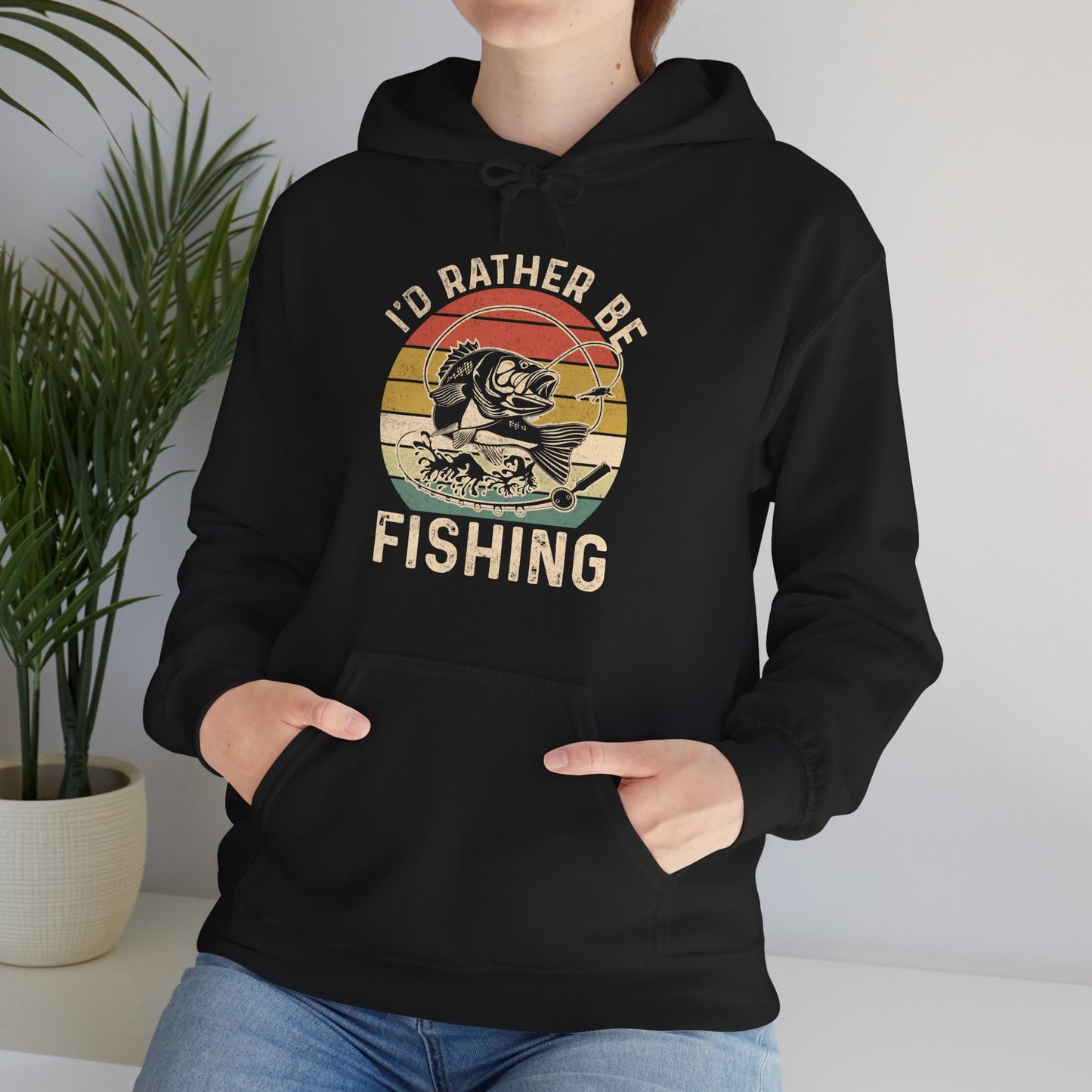 Fishing  Hoodie - I'd Rather Fishing, Fishing Season Lovers, Fisherman Fishing Bass Hoodie
