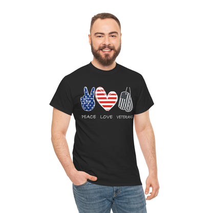 Veterans Day T-Shirt, Peace Love Veterans, Veterans American Flag Men T-Shirt