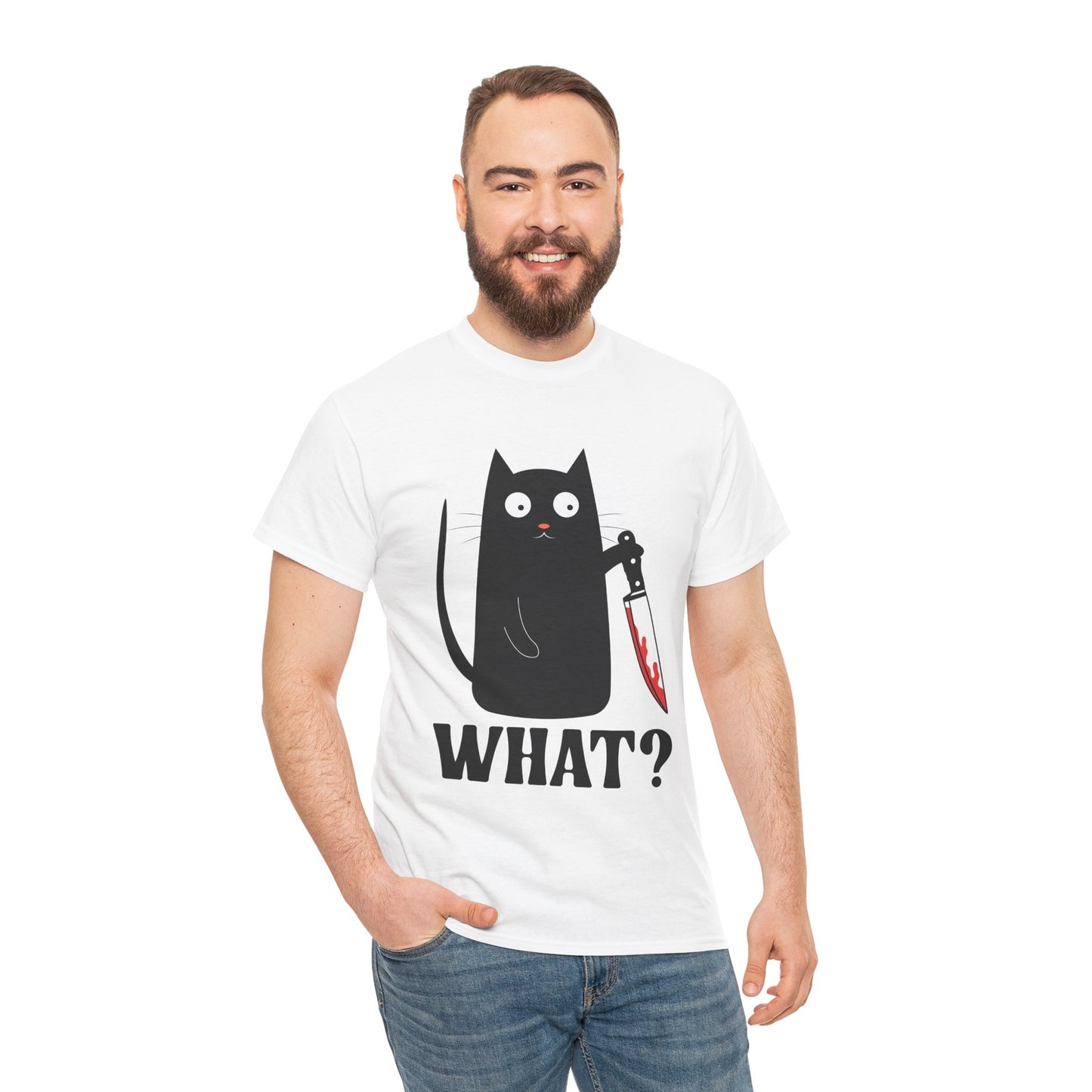 Cat What? T-Shirt, Murderous Cat With Knife, Cats Owner Women Men Funny Shirt