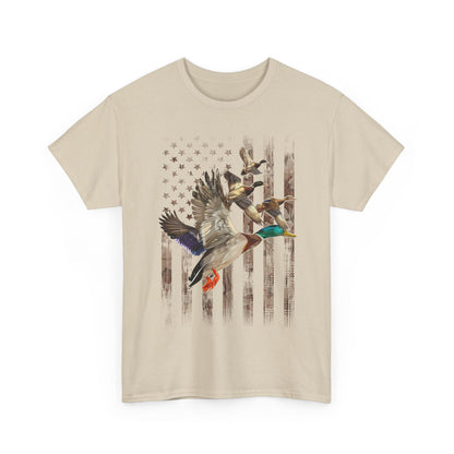 Duck Hunting Lovers Gift Shirt, Duck Hunter American Flag Waterfowl Hunting Camouflage Men T-Shirt