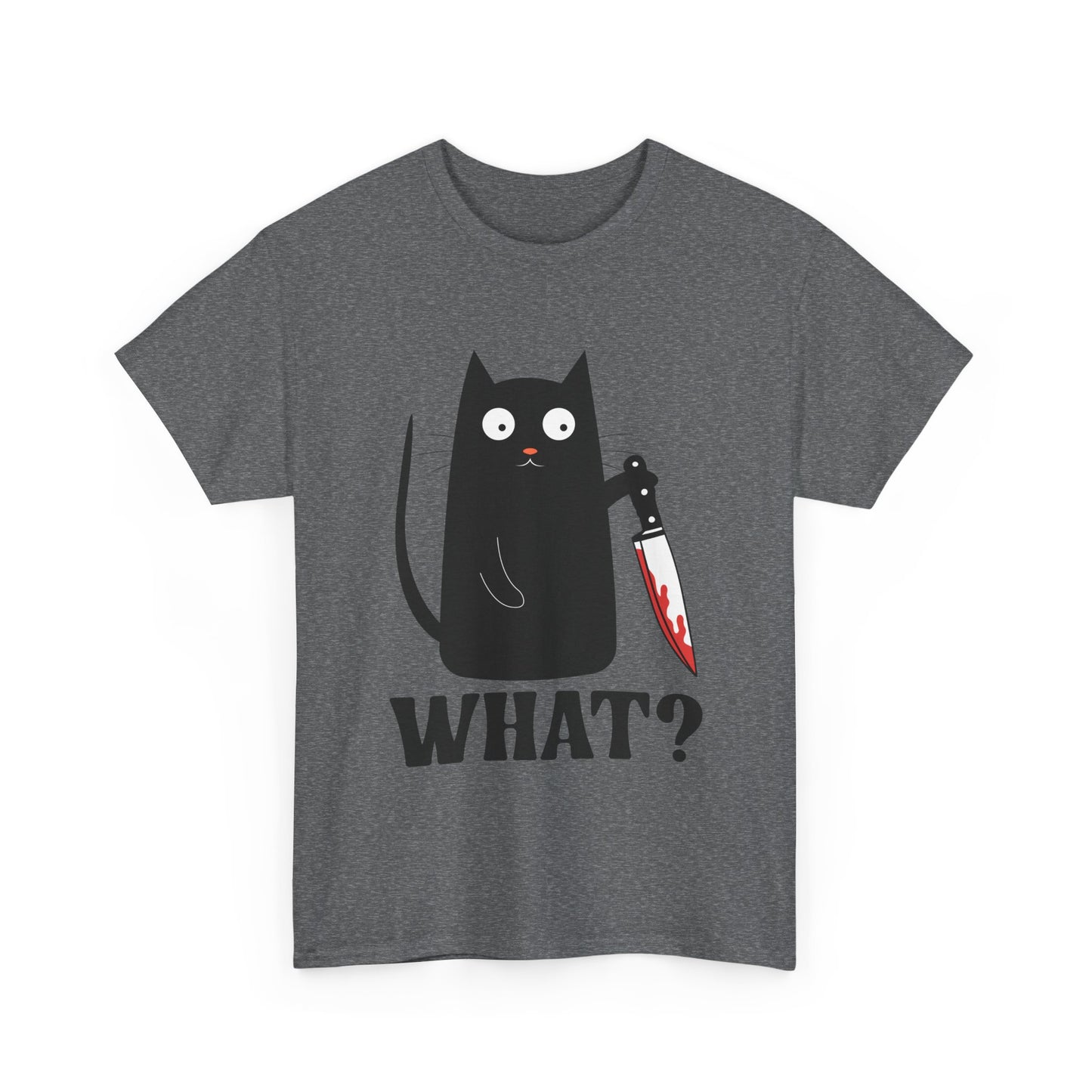 Cat What? T-Shirt, Murderous Cat With Knife, Cats Owner Women Men Funny Shirt