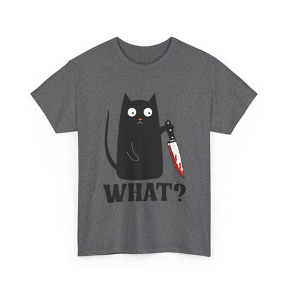 Cat What? T-Shirt, Murderous Cat With Knife, Cats Owner Women Men Funny Shirt
