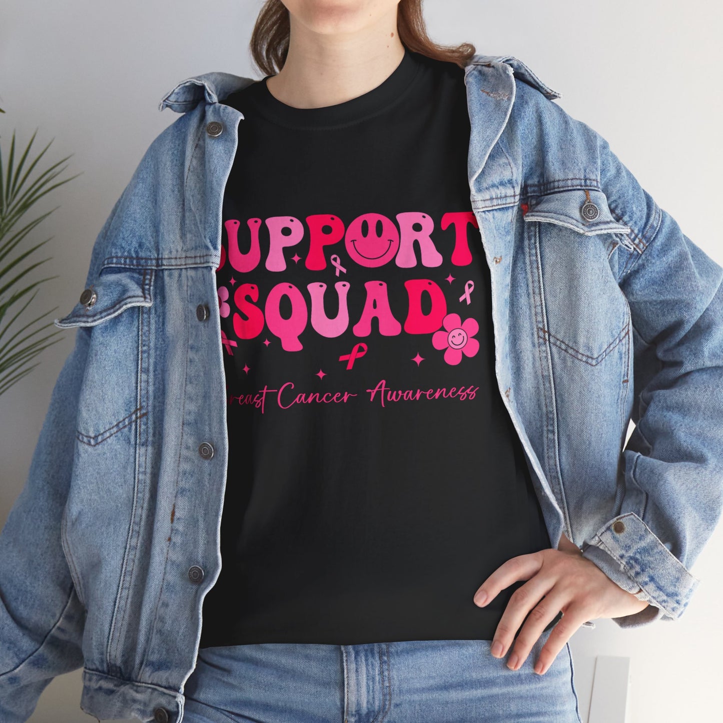 Breast Cancer Shirt, Support Squad, Breast Cancer Awareness Pink Ribbon T-Shirt