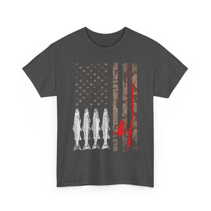 American Flag Fishing Rod T-Shirt, Fishing USA Flag, Fisherman Fishing Season Lovers Shirt