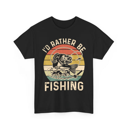 Fishing T-Shirt - I'd Rather Fishing, Fishing Season Lovers, Fisherman Fishing Bass T-Shirt