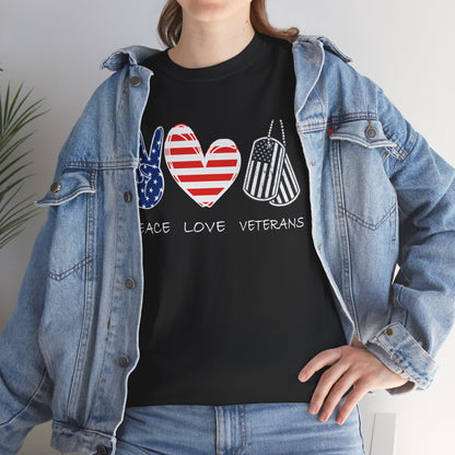 Veterans Day T-Shirt, Peace Love Veterans, Veterans American Flag Men T-Shirt