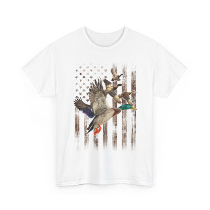 Duck Hunting Lovers Gift Shirt, Duck Hunter American Flag Waterfowl Hunting Camouflage Men T-Shirt