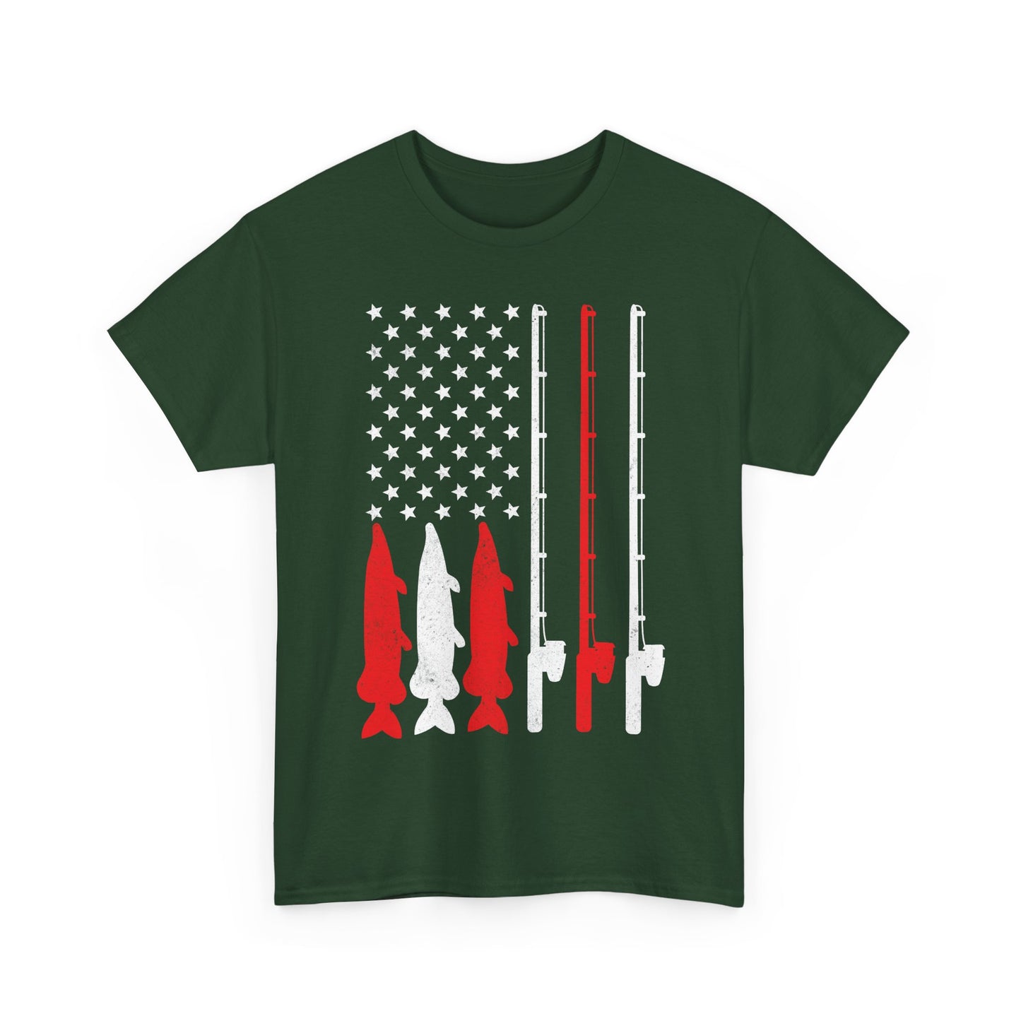 Fishing Rod American Flag T-Shirt, Fishing Season Lovers Gift, Fisherman Fishing T-shirt
