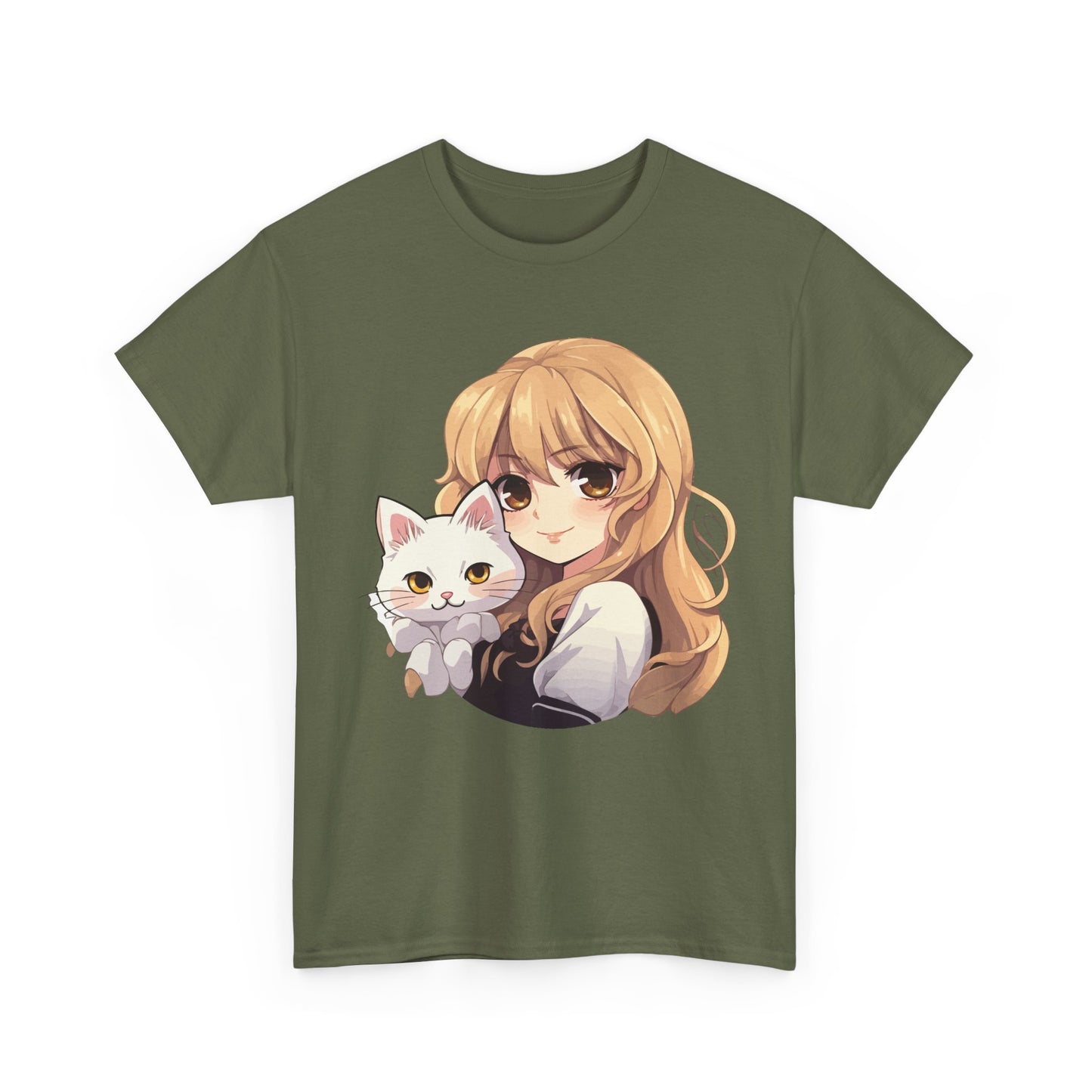 Anime Girl with Kawaii Cat Shirt, Otaku Japan Culture Loves Gifts Women Girls T-Shirt