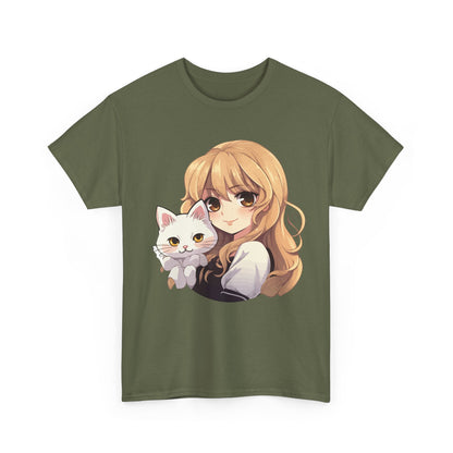 Anime Girl with Kawaii Cat Shirt, Otaku Japan Culture Loves Gifts Women Girls T-Shirt