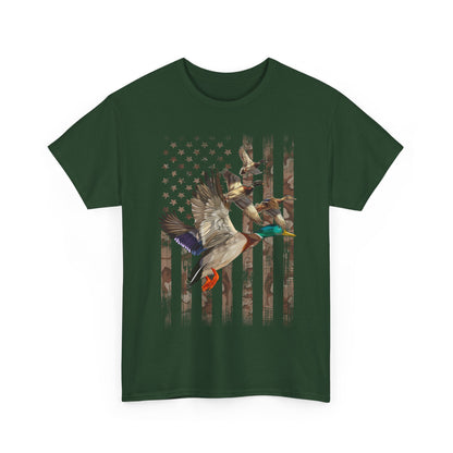 Duck Hunting Lovers Gift Shirt, Duck Hunter American Flag Waterfowl Hunting Camouflage Men T-Shirt