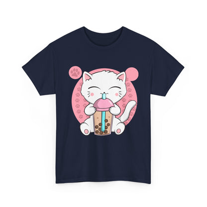 Anime Cat Shirt, Boba Cat Bubble Tea Neko, Japanese Kawaii Cat Lovers Gifts Shirt