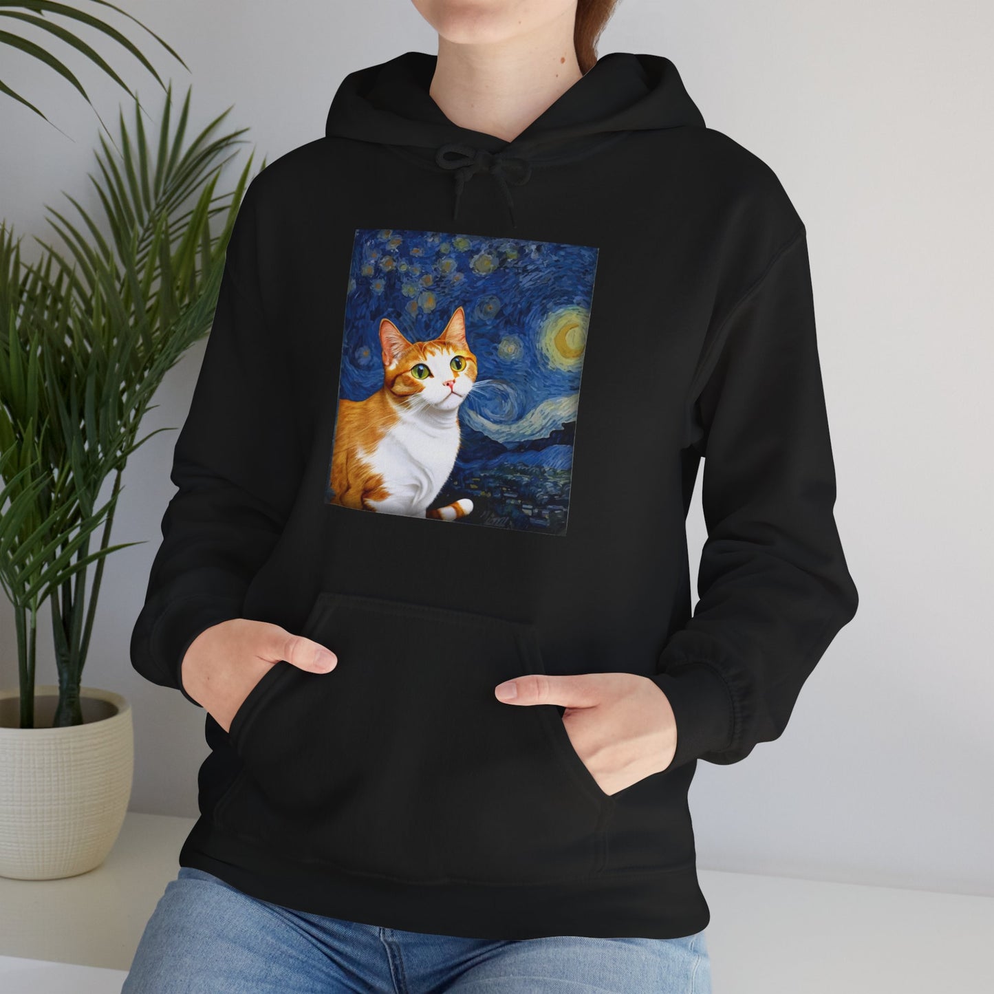 Cat Hoodie, Cats Owner, Van Gogh Starry Night Cat Animals Lovers Gifts Hoodie