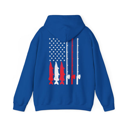 Fishing Rod American Flag Hoodie, Fishing Season Lovers Gift, Fisherman Fishing Hoodie