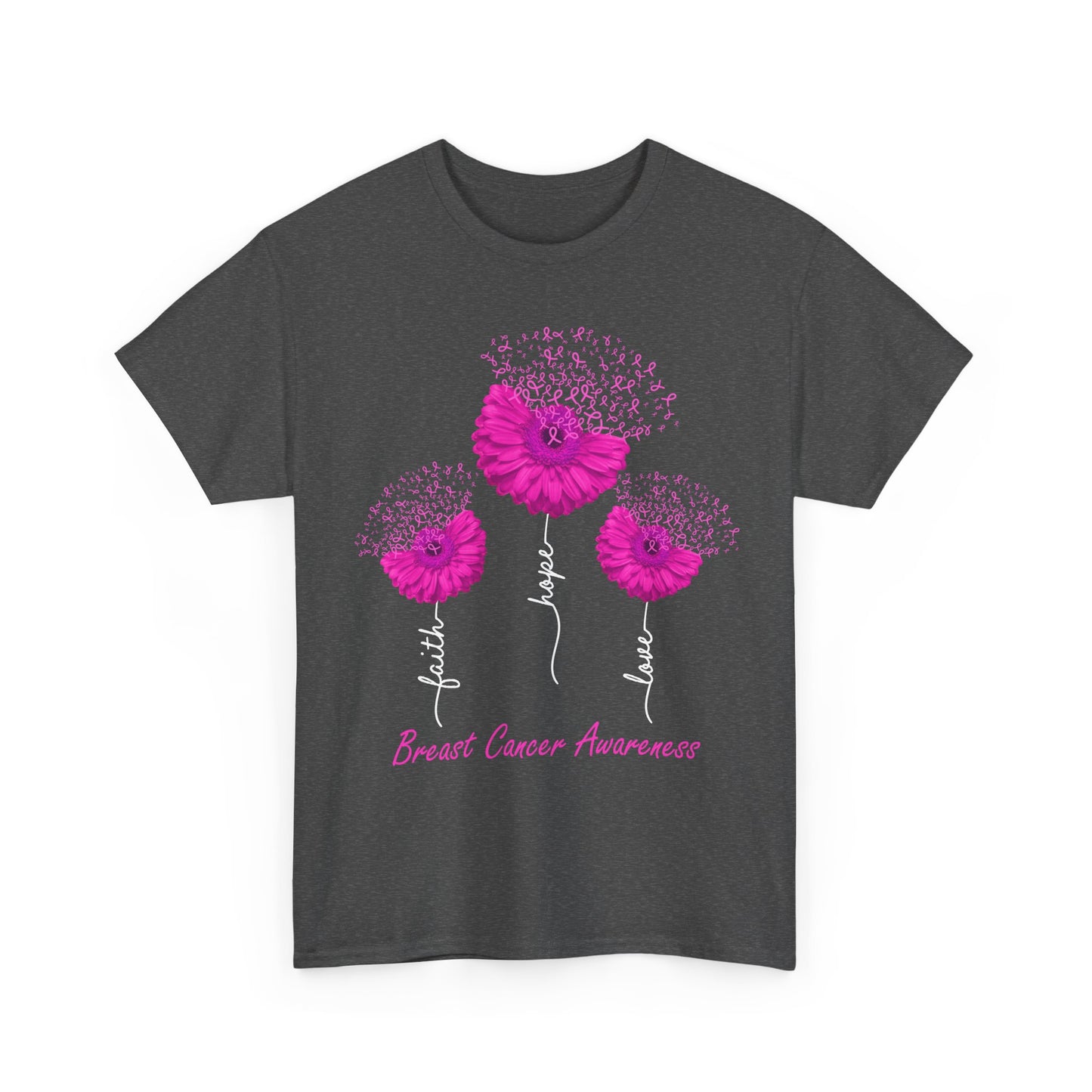 Breast Cancer Awareness T-Shirt, Faith Hope Love Sunflower Pink Ribbon Women Shirt