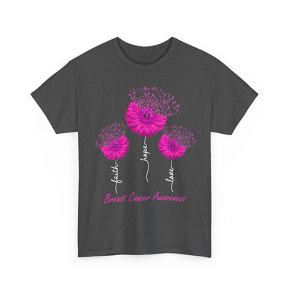 Breast Cancer Awareness T-Shirt, Faith Hope Love Sunflower Pink Ribbon Women Shirt