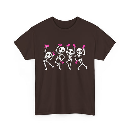 Breast Cancer Pink Ribbon T-Shirt, Dabbing Skeleton Breast Cancer Awareness T-Shirt