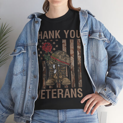 Veteran's Day Shirt, Thank You, Veteran American Flag Dad Grandpa Patriotic T-Shirt