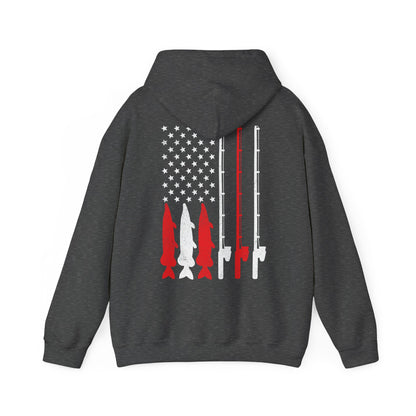 Fishing Rod American Flag Hoodie, Fishing Season Lovers Gift, Fisherman Fishing Hoodie
