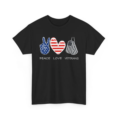 Veterans Day T-Shirt, Peace Love Veterans, Veterans American Flag Men T-Shirt