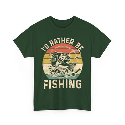 Fishing T-Shirt - I'd Rather Fishing, Fishing Season Lovers, Fisherman Fishing Bass T-Shirt