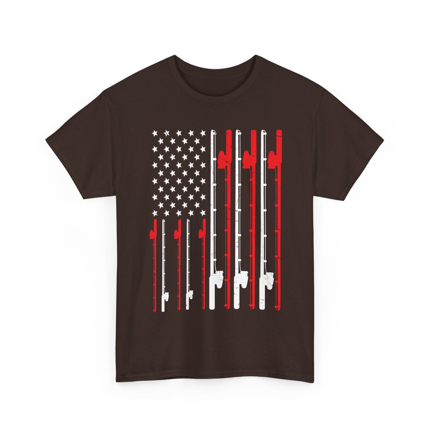 Fishing T-Shirt, Fishing Rod American Flag, Fishing Lovers, Fishing Season Fisherman Shirt