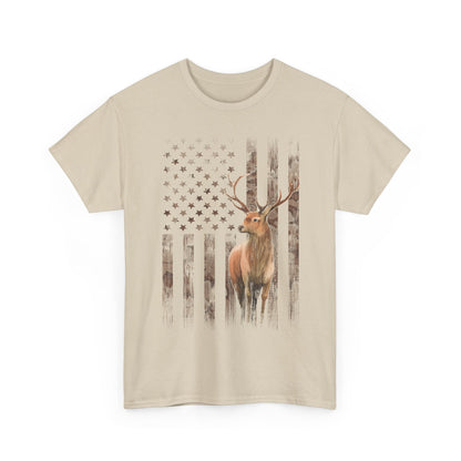 Deer Hunting Shirt - Camo USA Hunting Season Lover, Whitetails Hunter Dad, Camouflage American Flag T-Shirt