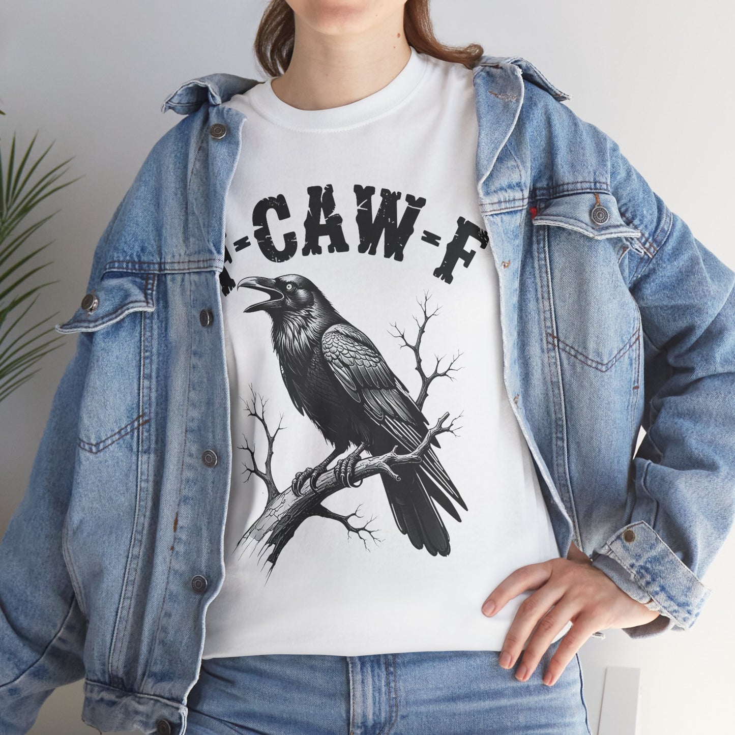 Funny F-CAW-F Crow T-Shirt, Black Crow Gothic Adult Humor T-Shirt