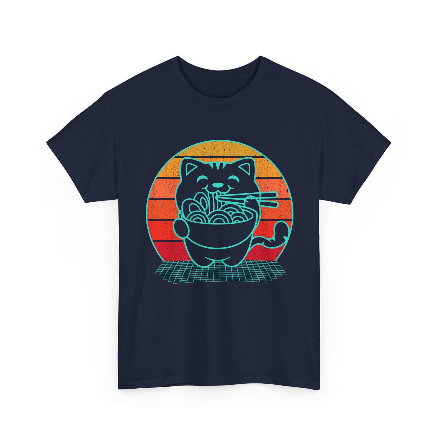 Anime Cat Shirt, Ramen Kawaii Cat Lovers Gifts, Japanese Noodles Synthwave T-Shirt
